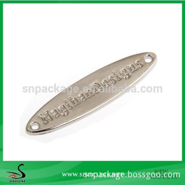 Sinicline OEM Silver Oval Garment Metal Label with Two Holes